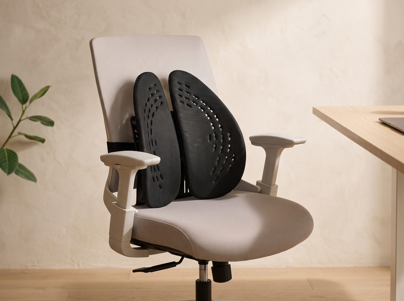 Uprite lumbar support fitted to an office chair in a home office